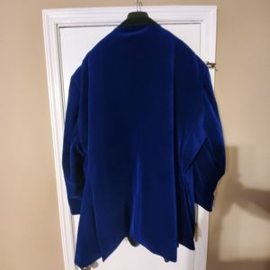 Royal blue suede tuxedo coat
